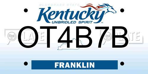 OT4B7B Kentucky License Plate