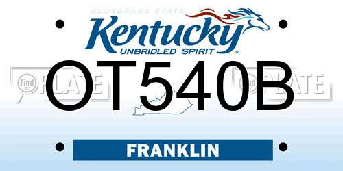 OT540B Kentucky License Plate
