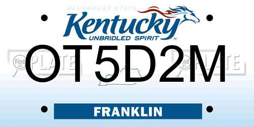 OT5D2M Kentucky License Plate