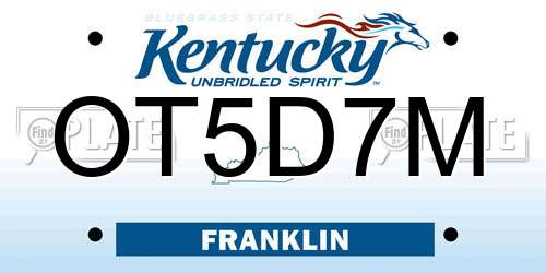 OT5D7M Kentucky License Plate