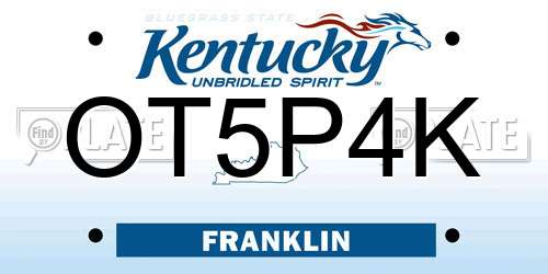 OT5P4K Kentucky License Plate