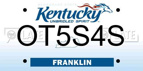 OT5S4S Kentucky License Plate