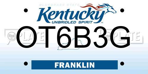 OT6B3G Kentucky License Plate