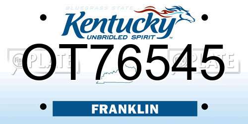 OT76545 Kentucky License Plate
