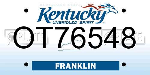 OT76548 Kentucky License Plate
