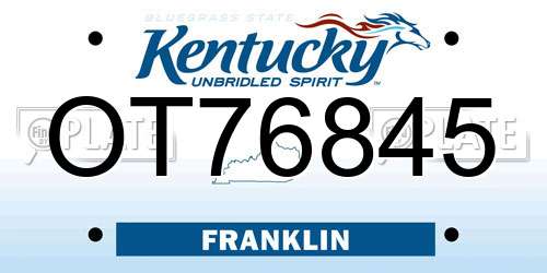 OT76845 Kentucky License Plate