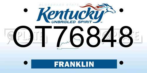 OT76848 Kentucky License Plate