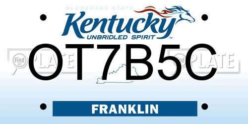 OT7B5C Kentucky License Plate