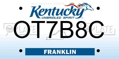 OT7B8C Kentucky License Plate