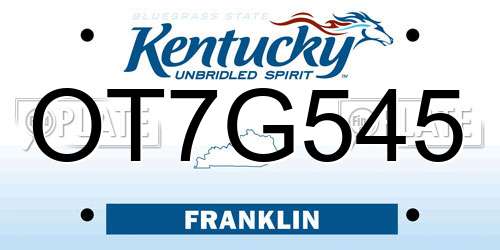 OT7G545 Kentucky License Plate