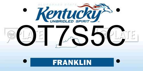 OT7S5C Kentucky License Plate