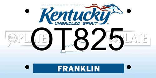 OT825 Kentucky License Plate