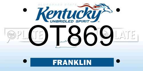 OT869 Kentucky License Plate