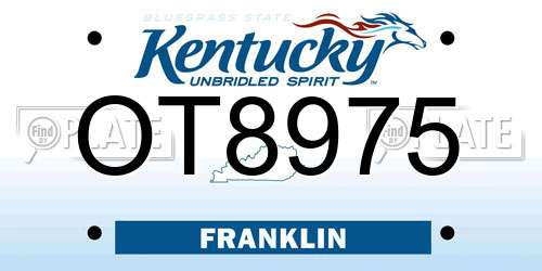 OT8975 Kentucky License Plate