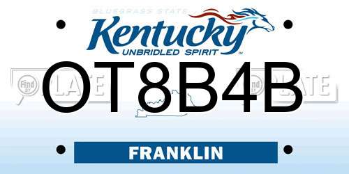 OT8B4B Kentucky License Plate
