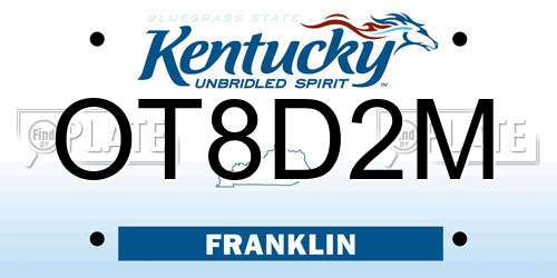 OT8D2M Kentucky License Plate