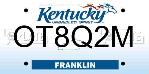 OT8Q2M Kentucky License Plate