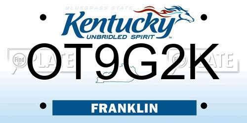 OT9G2K Kentucky License Plate