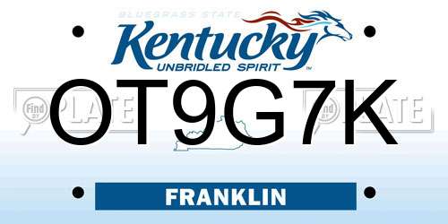 OT9G7K Kentucky License Plate