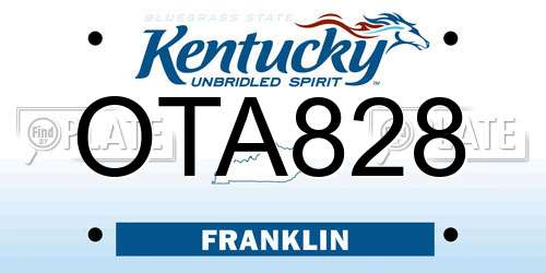 OTA828 Kentucky License Plate