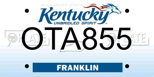 OTA855 Kentucky License Plate