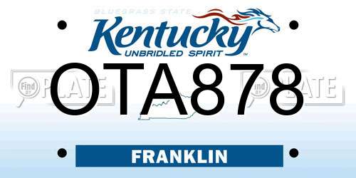 OTA878 Kentucky License Plate