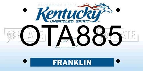OTA885 Kentucky License Plate