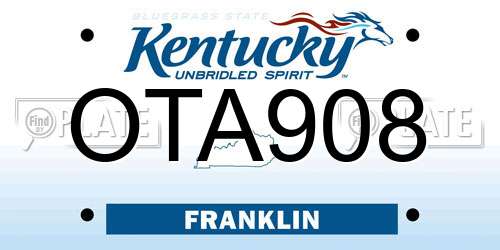 OTA908 Kentucky License Plate