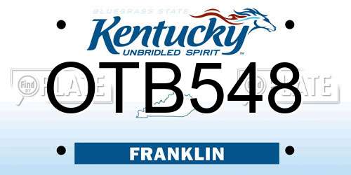 OTB548 Kentucky License Plate