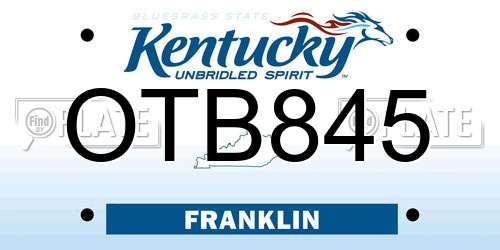 OTB845 Kentucky License Plate