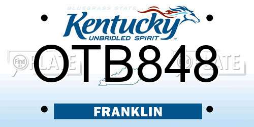 OTB848 Kentucky License Plate