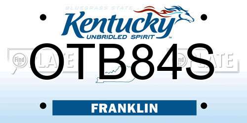 OTB84S Kentucky License Plate
