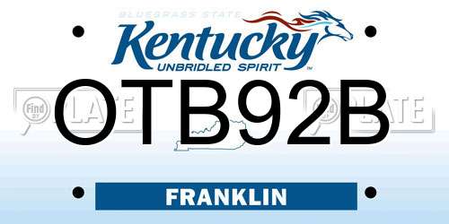 OTB92B Kentucky License Plate