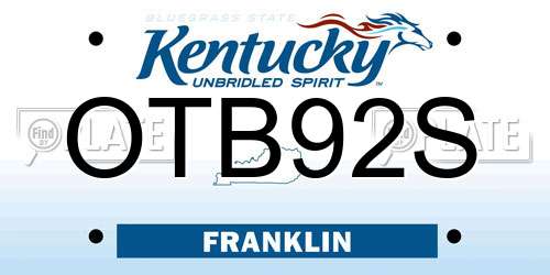 OTB92S Kentucky License Plate