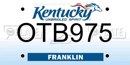 OTB975 Kentucky License Plate
