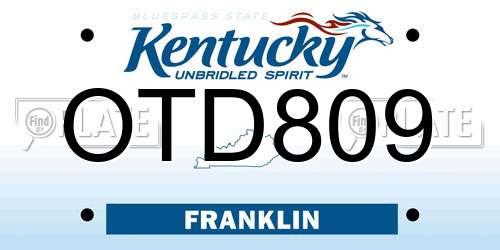 OTD809 Kentucky License Plate