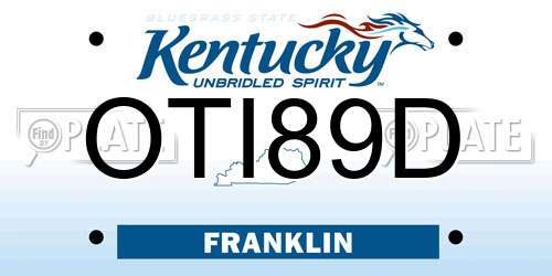 OTI89D Kentucky License Plate