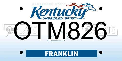 OTM826 Kentucky License Plate