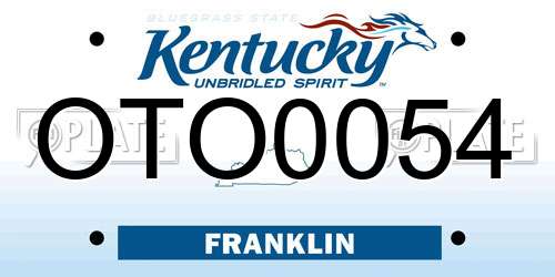 OTO0054 Kentucky License Plate