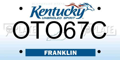 OTO67C Kentucky License Plate