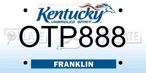 OTP888 Kentucky License Plate