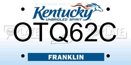 OTQ62C Kentucky License Plate