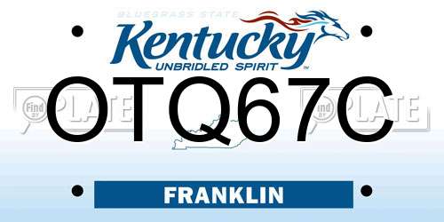 OTQ67C Kentucky License Plate