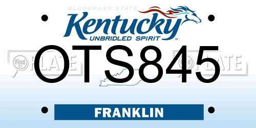 OTS845 Kentucky License Plate