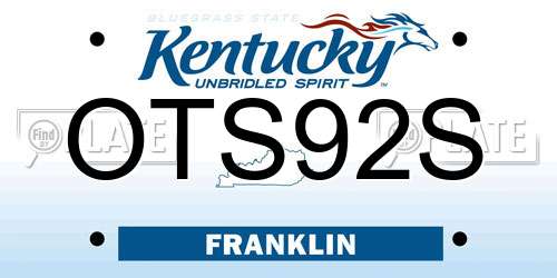 OTS92S Kentucky License Plate