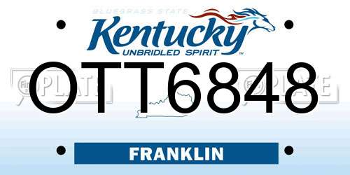 OTT6848 Kentucky License Plate