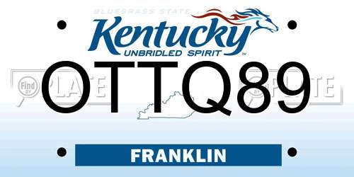 OTTQ89 Kentucky License Plate