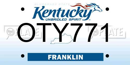 OTY771 Kentucky License Plate