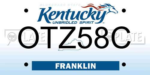 OTZ58C Kentucky License Plate