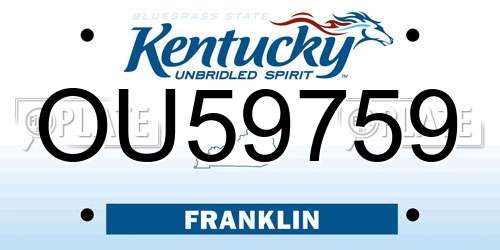 OU59759 Kentucky License Plate